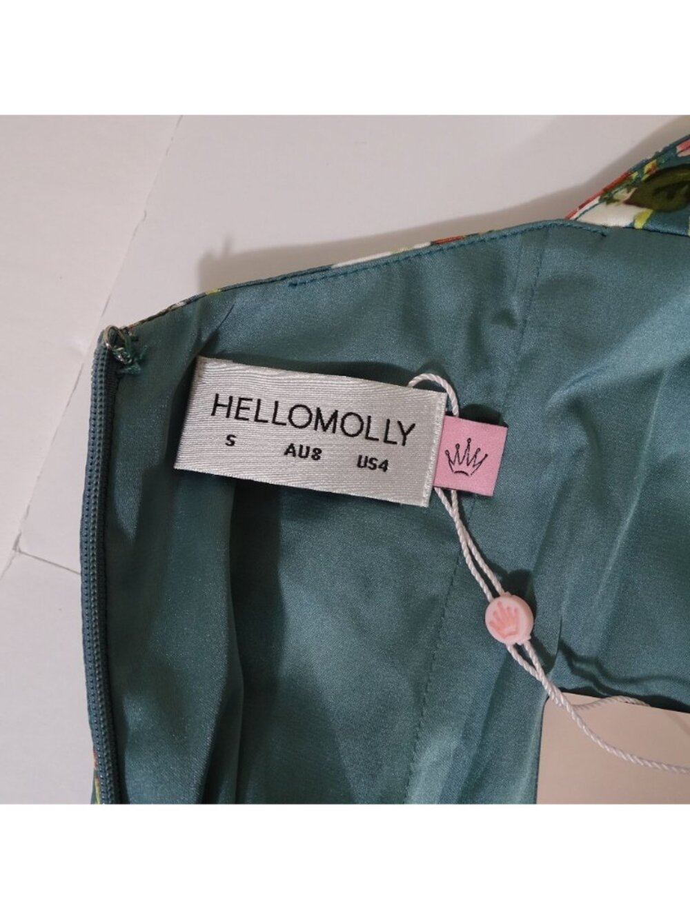 HELLO MOLLY Style Statement Era One Shoulder Satin Maxi Dress Green Size S 4 NEW - Picture 7 of 16